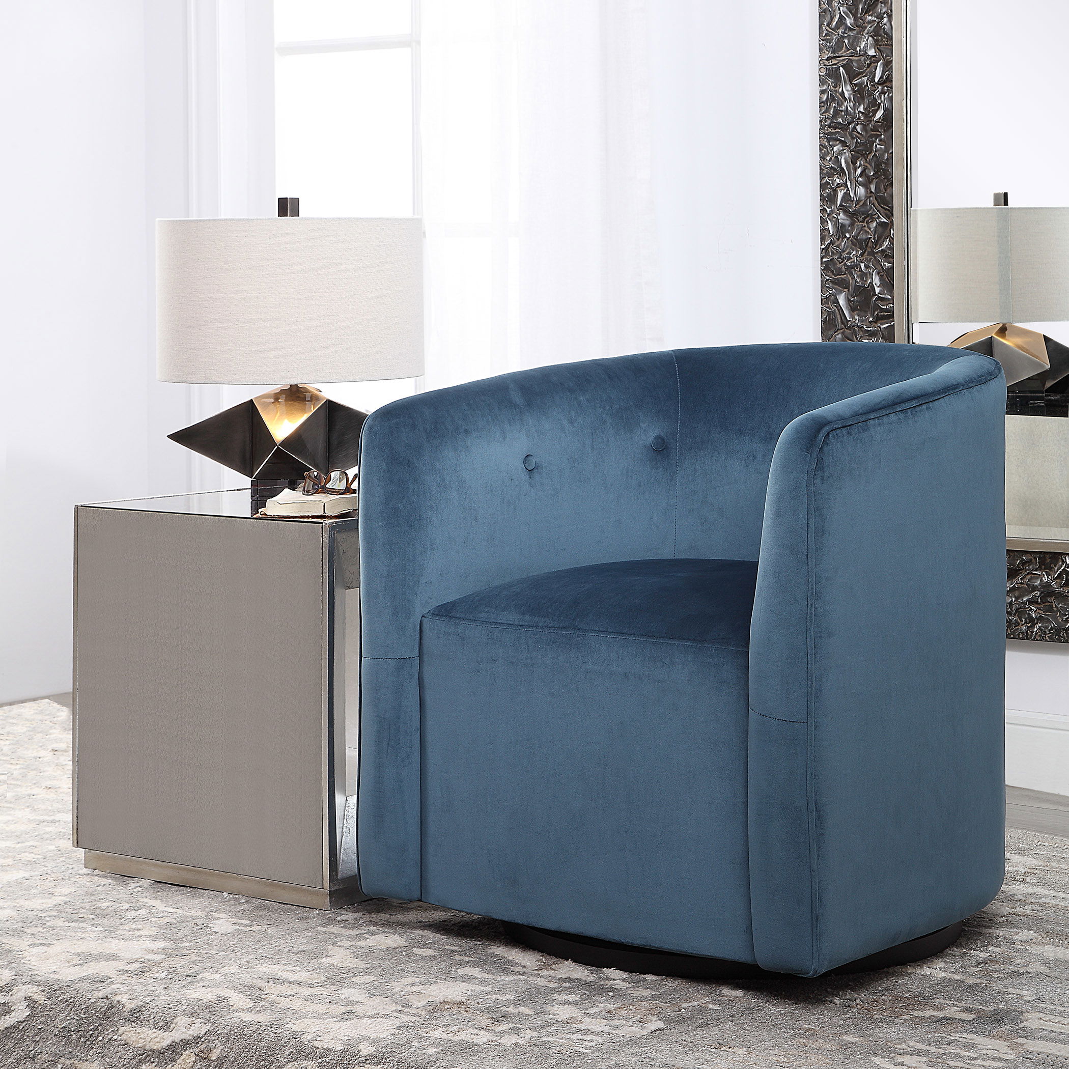 Mallorie Blue Swivel Chair large image 