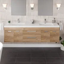 Online Designer Bathroom Wauconda 72"W X 20"D Wall Mount Double Sink Bathroom Vanity With White Acrylic Countertop And Integrated Sinks