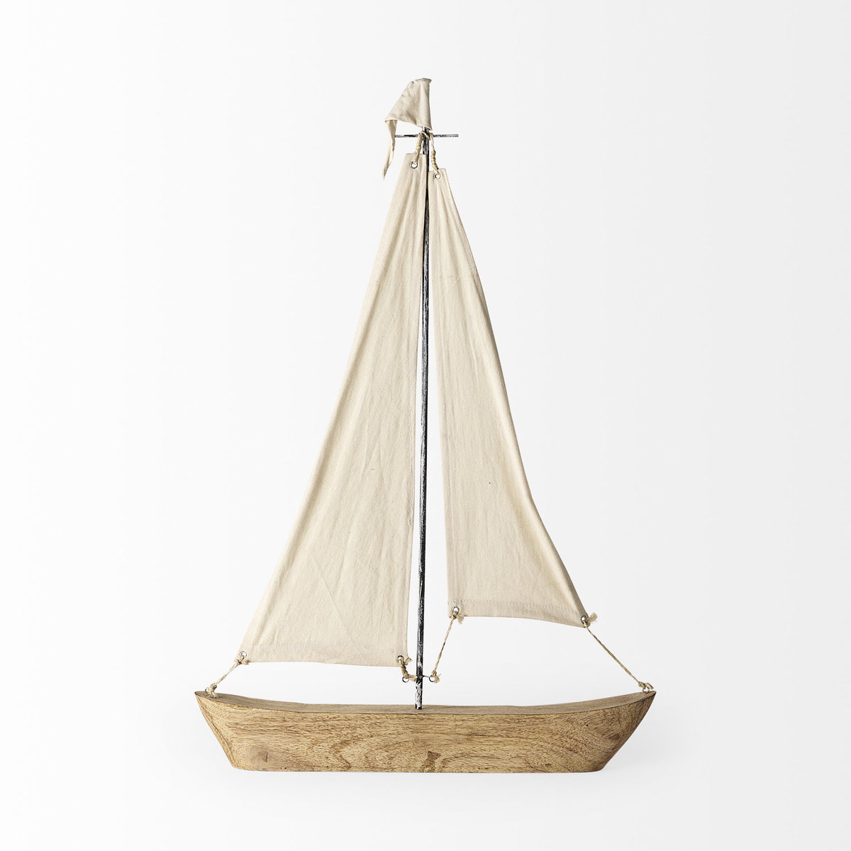 Tartane Large 22L x 2W Brown/Cream Nautical Inspired Sailboat, Decorative Object by Mercana, 22" length x 2.3" width x 32" height View 4