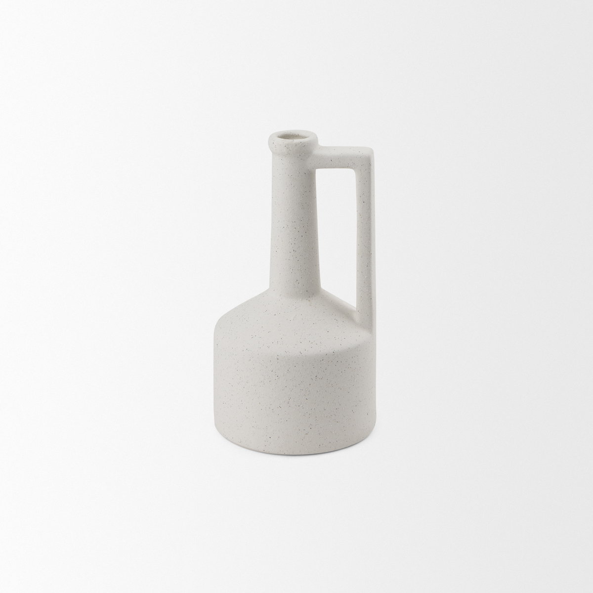 Burton 10.8H Small White Ceramic Jug Vase, by Mercana, 4.92" length x 4.92" width x 9.25" height View 6