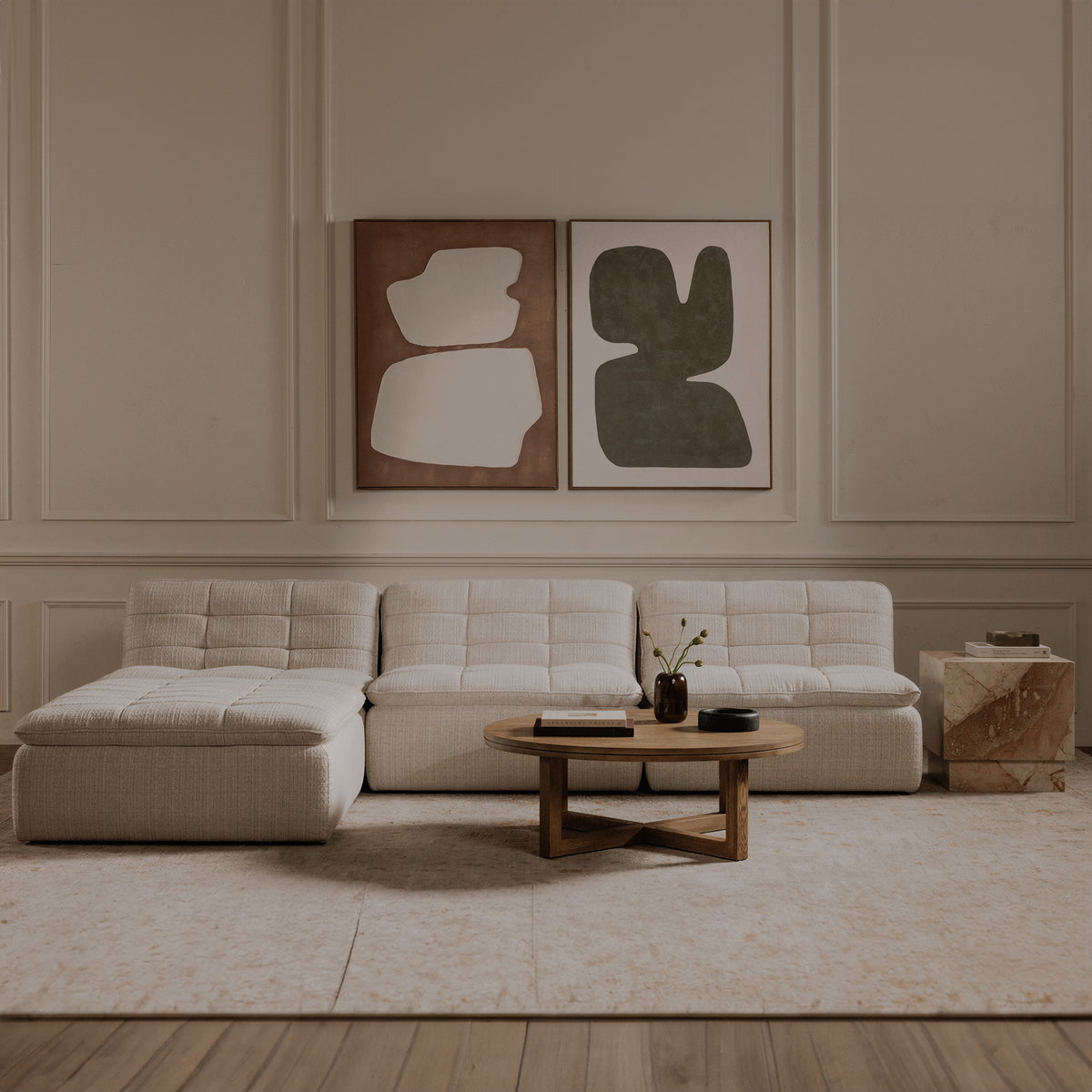 Lino Slipper Chair Textured Oat, Accent Chair by Moe's Home, 42.5" width x 31.9" height x 43.3" depth View 10