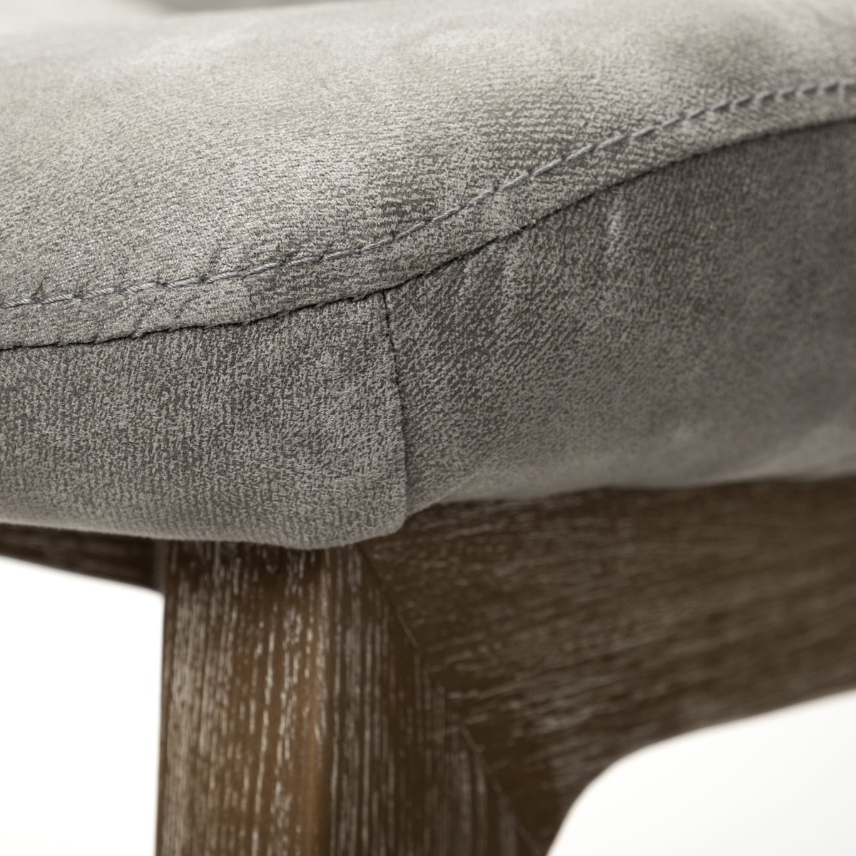 David Solid Back Dining Side Chair | Grey Fabric with Medium Brown Wood, Dining Chair by Mercana, 18.5" length x 26" width x 34.5" height View 8