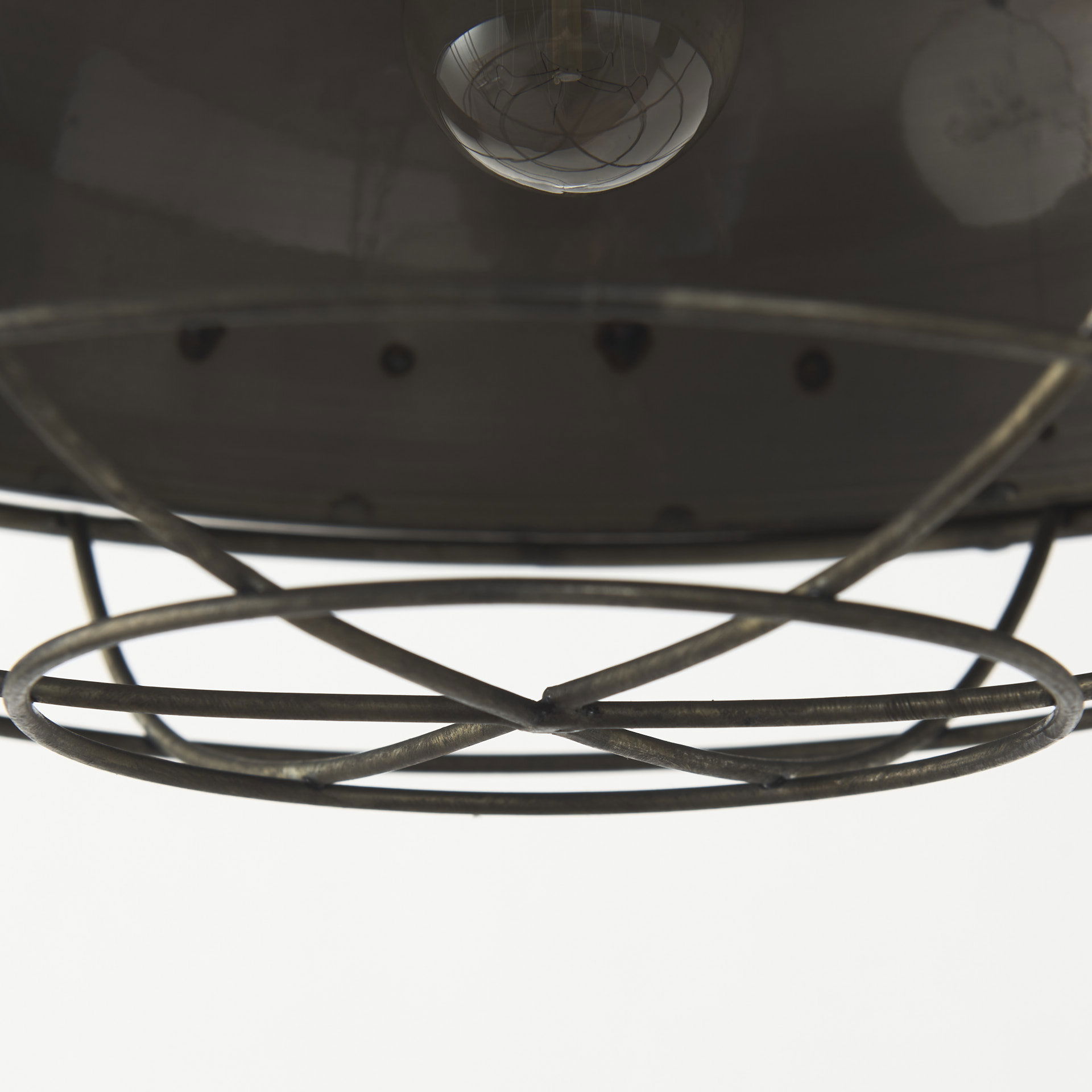Zaio 12.5Lx 12.5W x 18.5H Weathered Antique Gold Metal Caged Bulb Pendant Light large image 