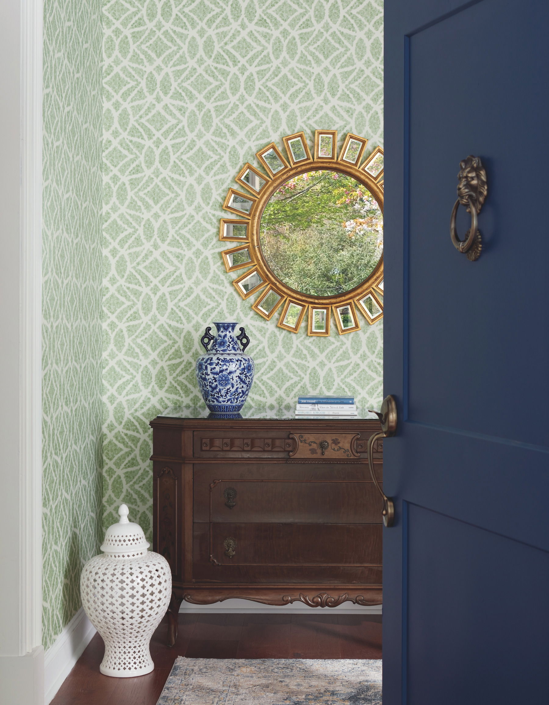 Boxwood Garden Green Wallpaper large image 