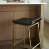 Givens Backless 26in Seat Counter Stool | Brown Wood with Gold Metal, Counter & Bar Stool by Mercana, 14" length x 15.8" width x 26" height thumbnail 4