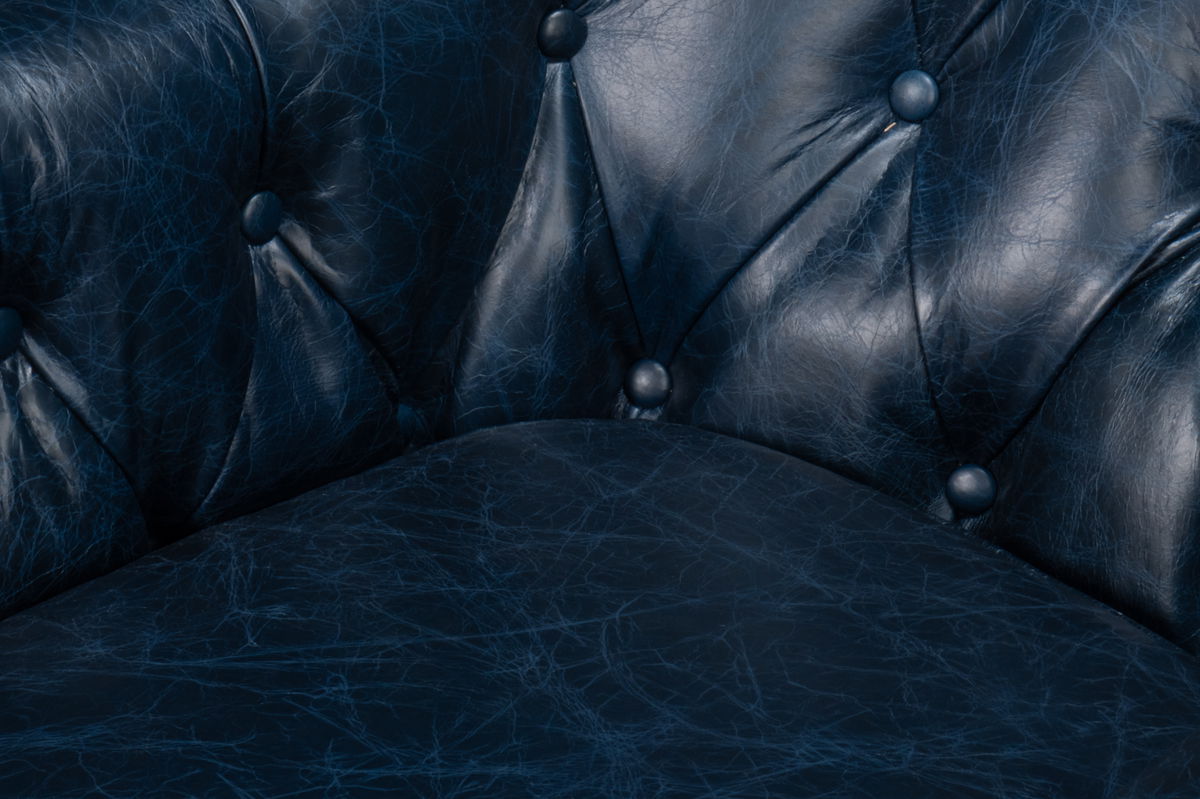 Coolidge Leather Swivel Chair  Blue, by Sarreid, 2'4" length x 2'6" width x 2'7" height View 5