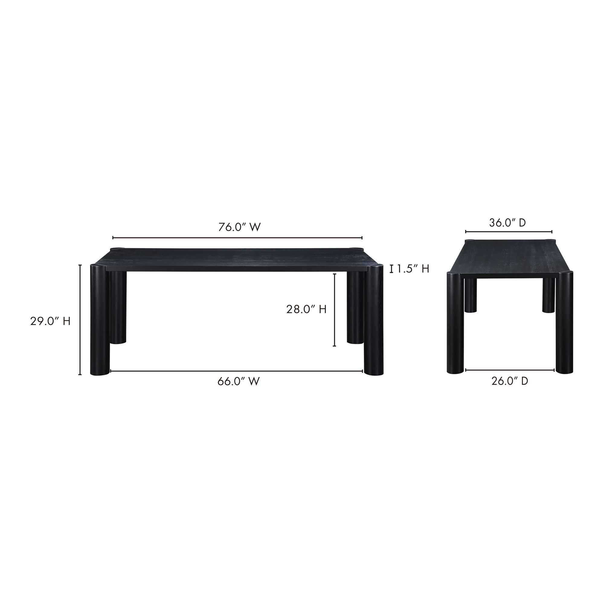 Post Small Dining Table Black large image 