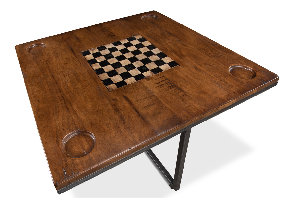 Low Game Table With Four Stools, by Sarreid, 3' length x 3' width x 1'10" height View 9