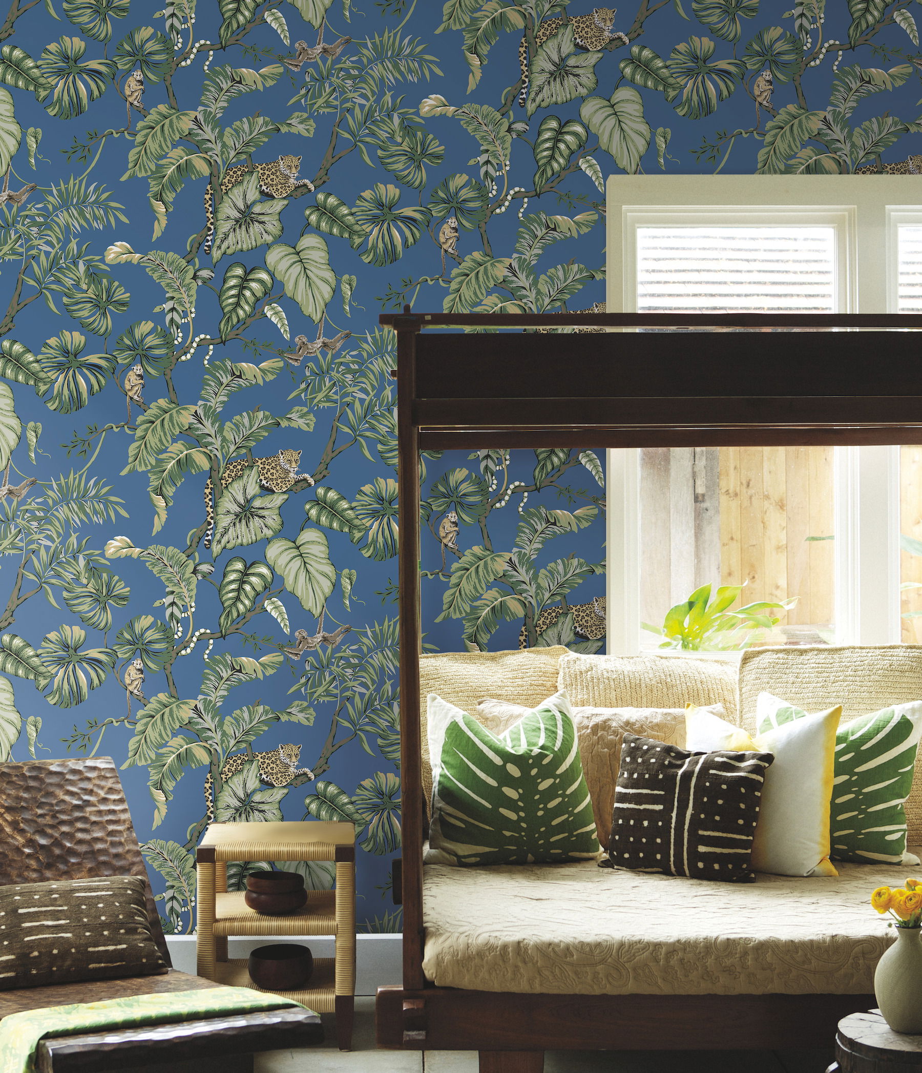 Jungle Cat Blue Wallpaper, by York Wall, 27' length x 2'3" width x 0.02" depth View 3