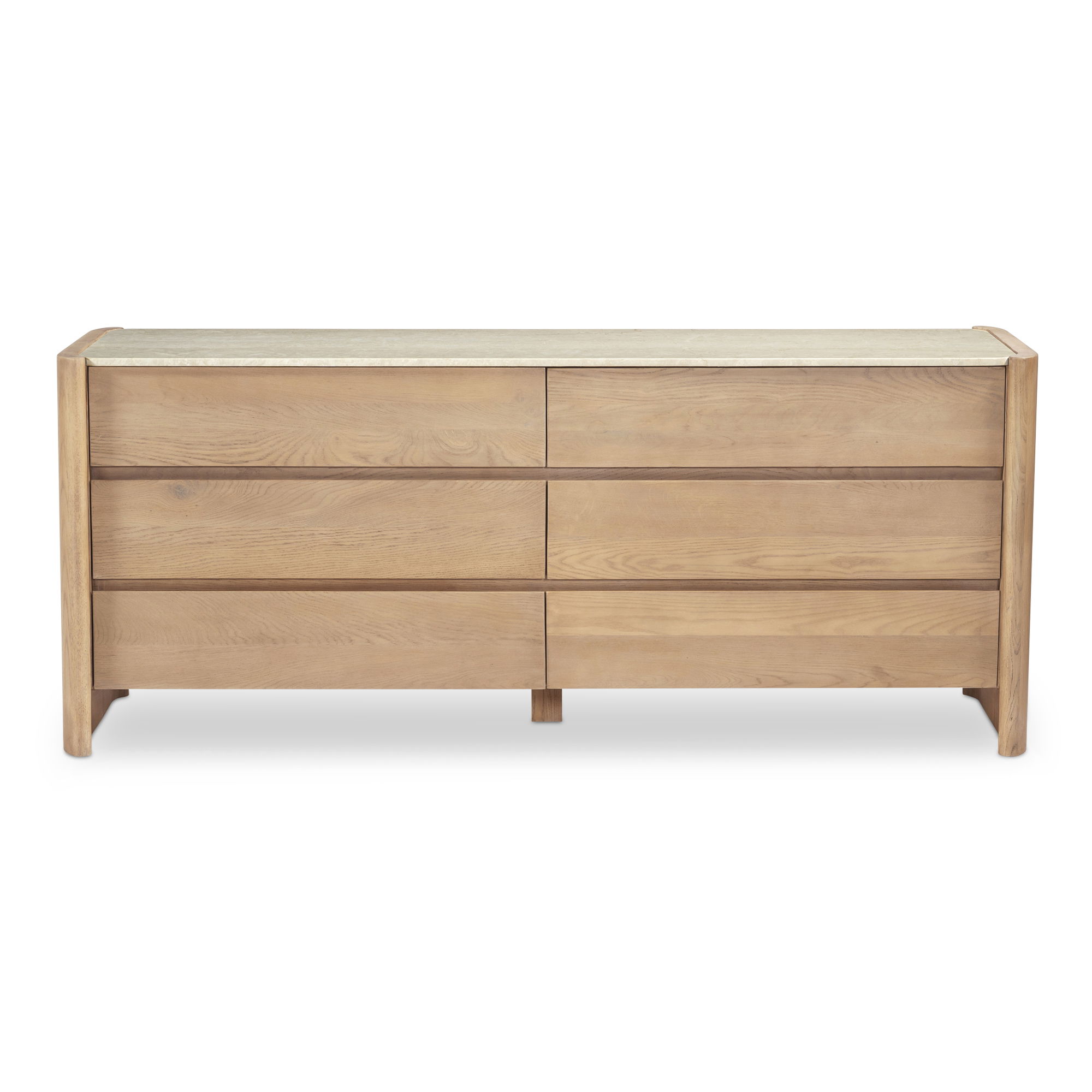 Lane 6 Drawer Dresser Natural, by Moe's Home, 72" width x 30" height x 20" depth View 1