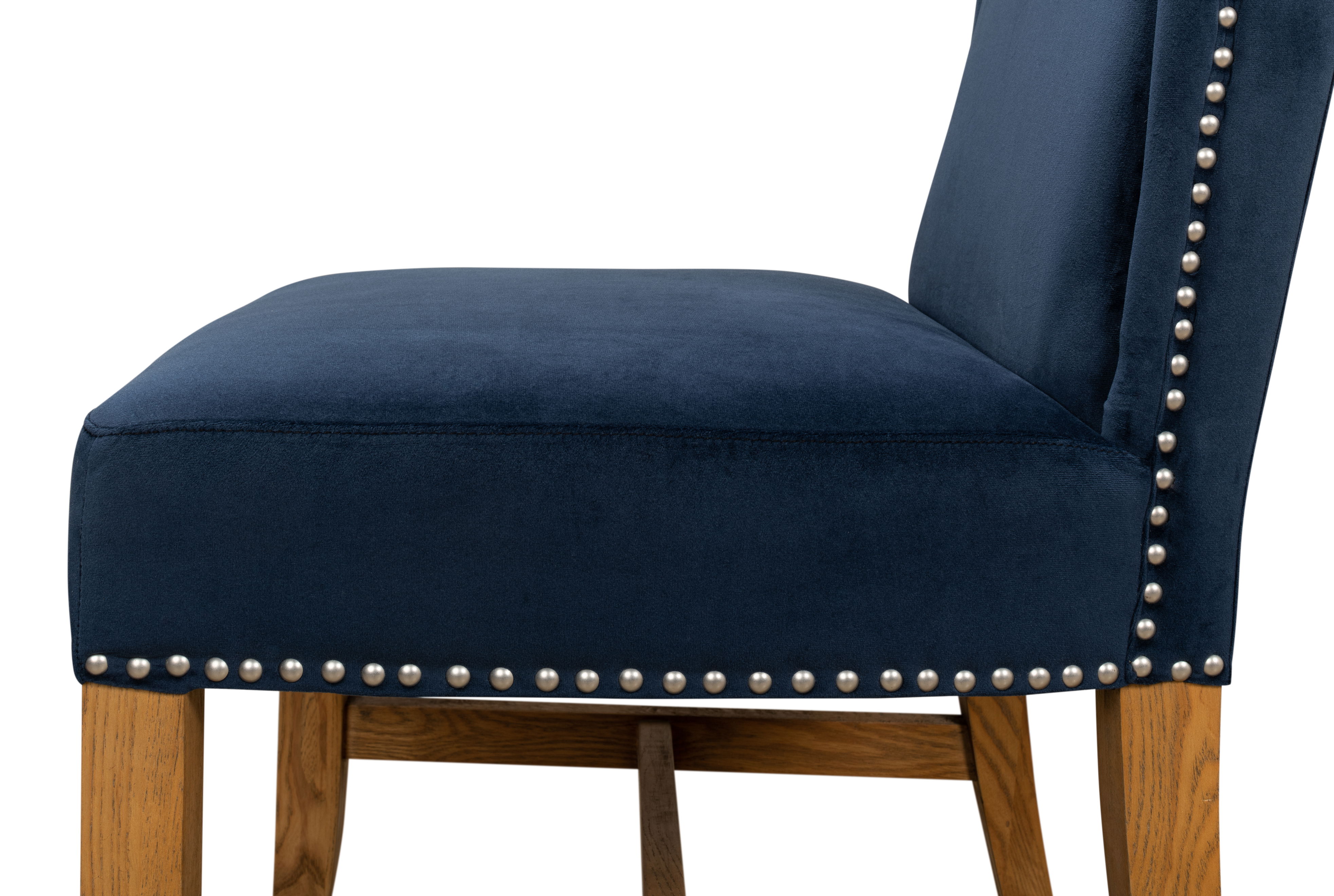 High Back Dining Chair, Blue Velvet, by Sarreid, 21" length x 26" width x 46" height View 7