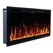 Online Designer Combined Living/Dining Ultra Thin Aerus Slim Recessed or Wall Mounted Electric Fireplace, Alexa/Wifi Enabled