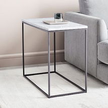 Online Designer Combined Living/Dining Streamline 28" Side Table, Marble, Dark Bronze