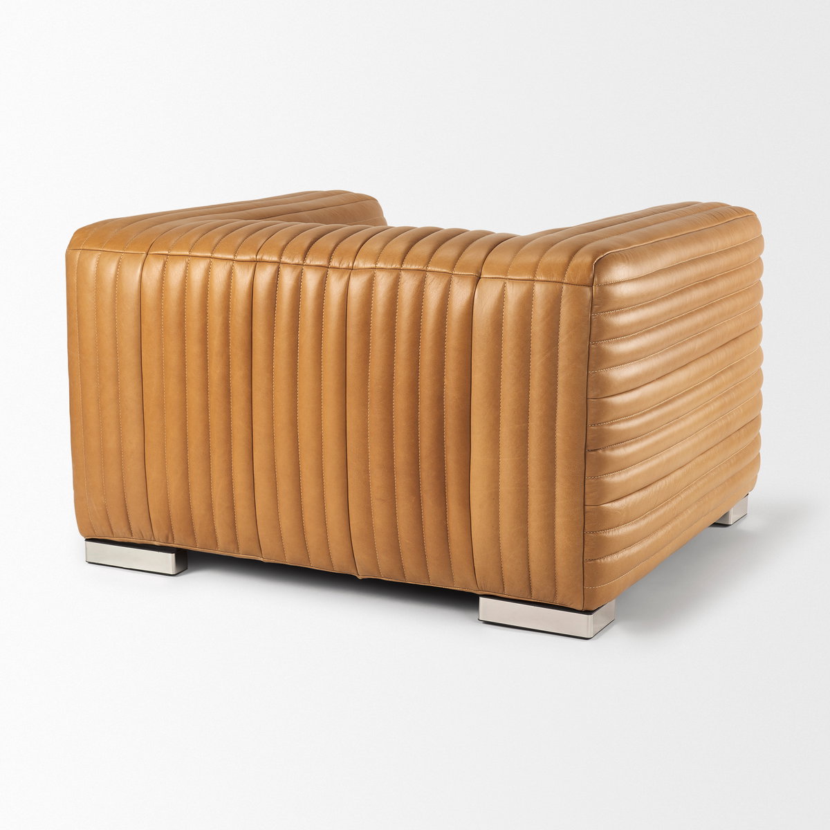 Ricciardo Cognac Leather Upholstered Arm Chair, Accent Chair by Mercana, 45.28" length x 38.19" width x 26.38" height View 6