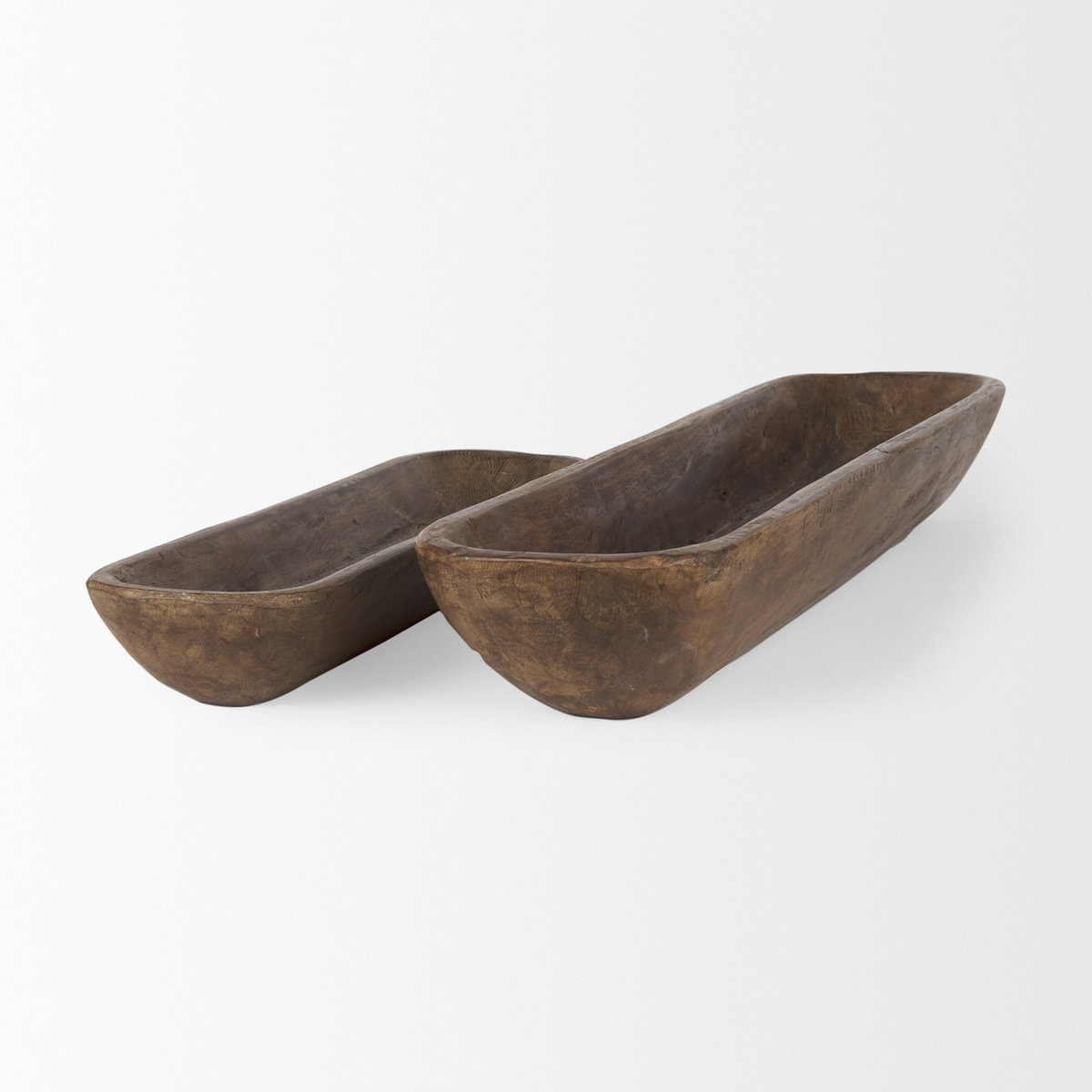Athena Set of 2 Extra Large Medium Brown Reclaimed Wood Trays, Decorative Tray by Mercana, 34" length x 8" width x 5" height View 6