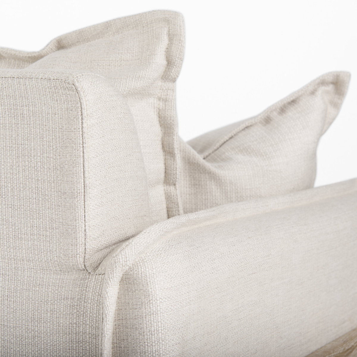 Roy II Beige Upholstered and Brown Wood Frame Arm Chair, Accent Chair by Mercana, 43.31" length x 41.73" width x 33.07" height View 12