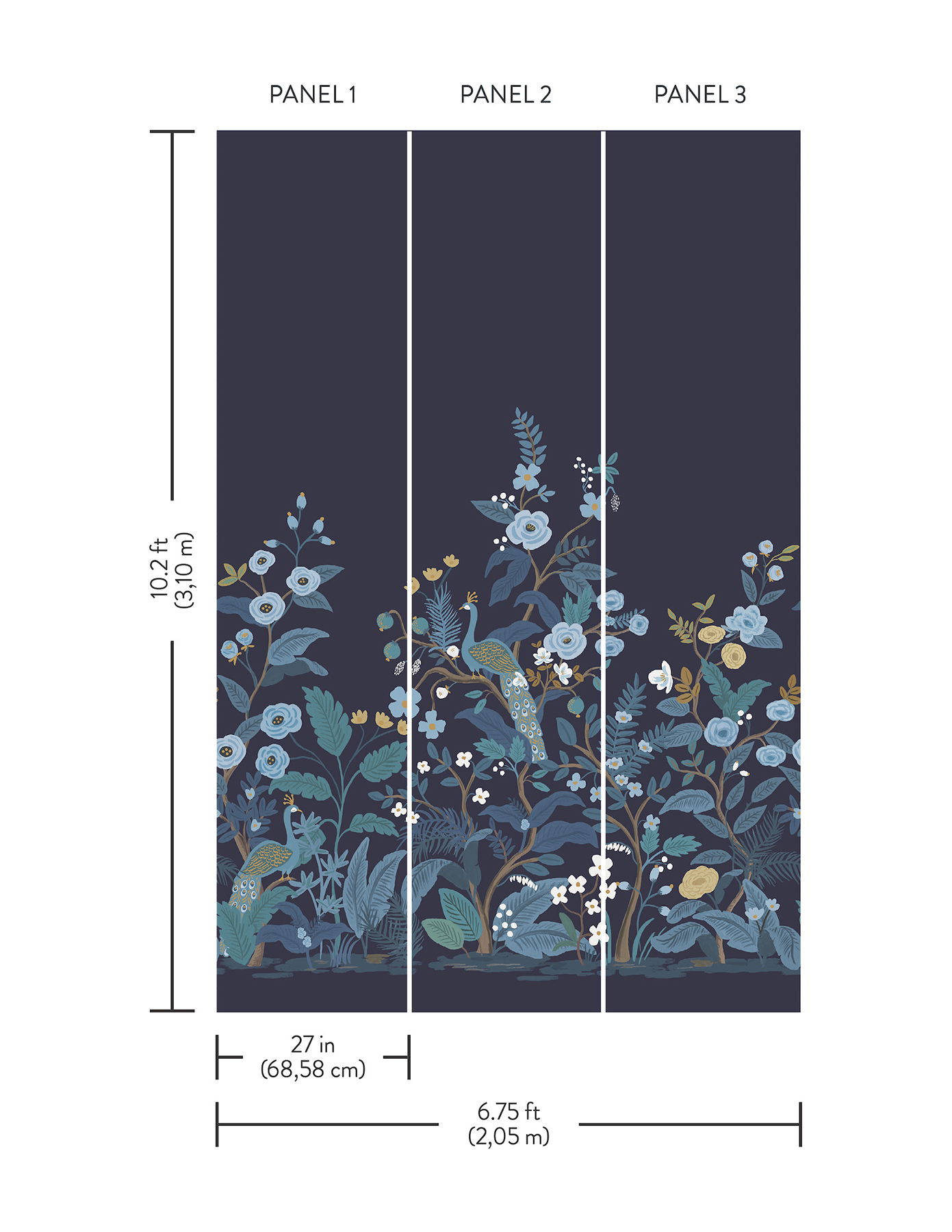 Peacock Navy Wall Mural large image 