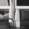 Kira I Small White Pinstripe Ceramic Vase, by Mercana, 4.92" length x 4.92" width x 17.72" height thumbnail 4