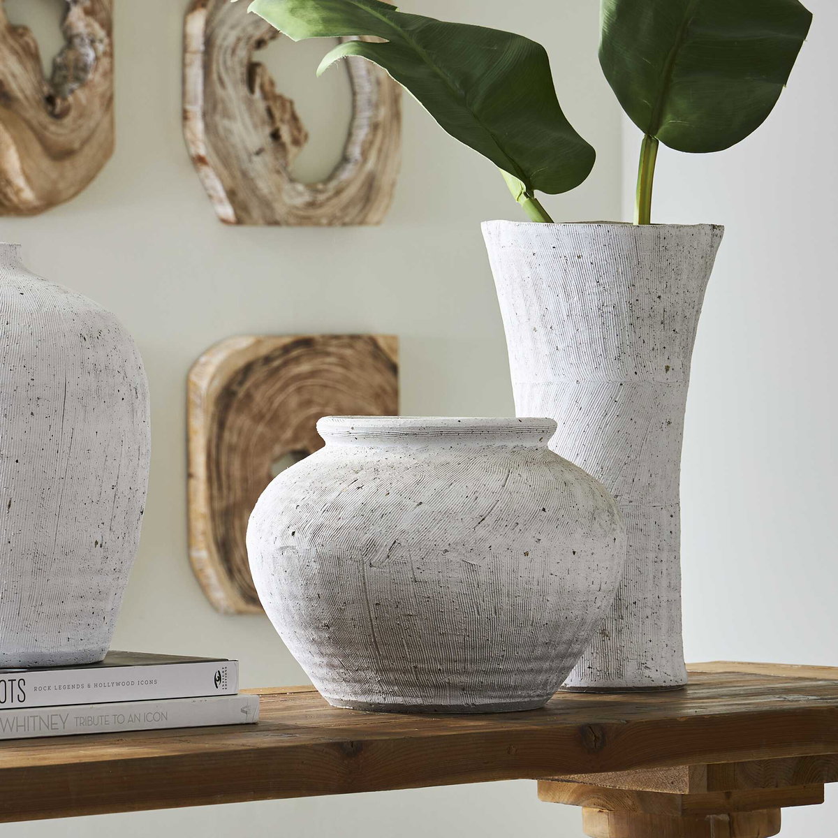 Floreana Tall White Vase, by Uttermost, 8" width x 15.5" height x 8" depth View 2