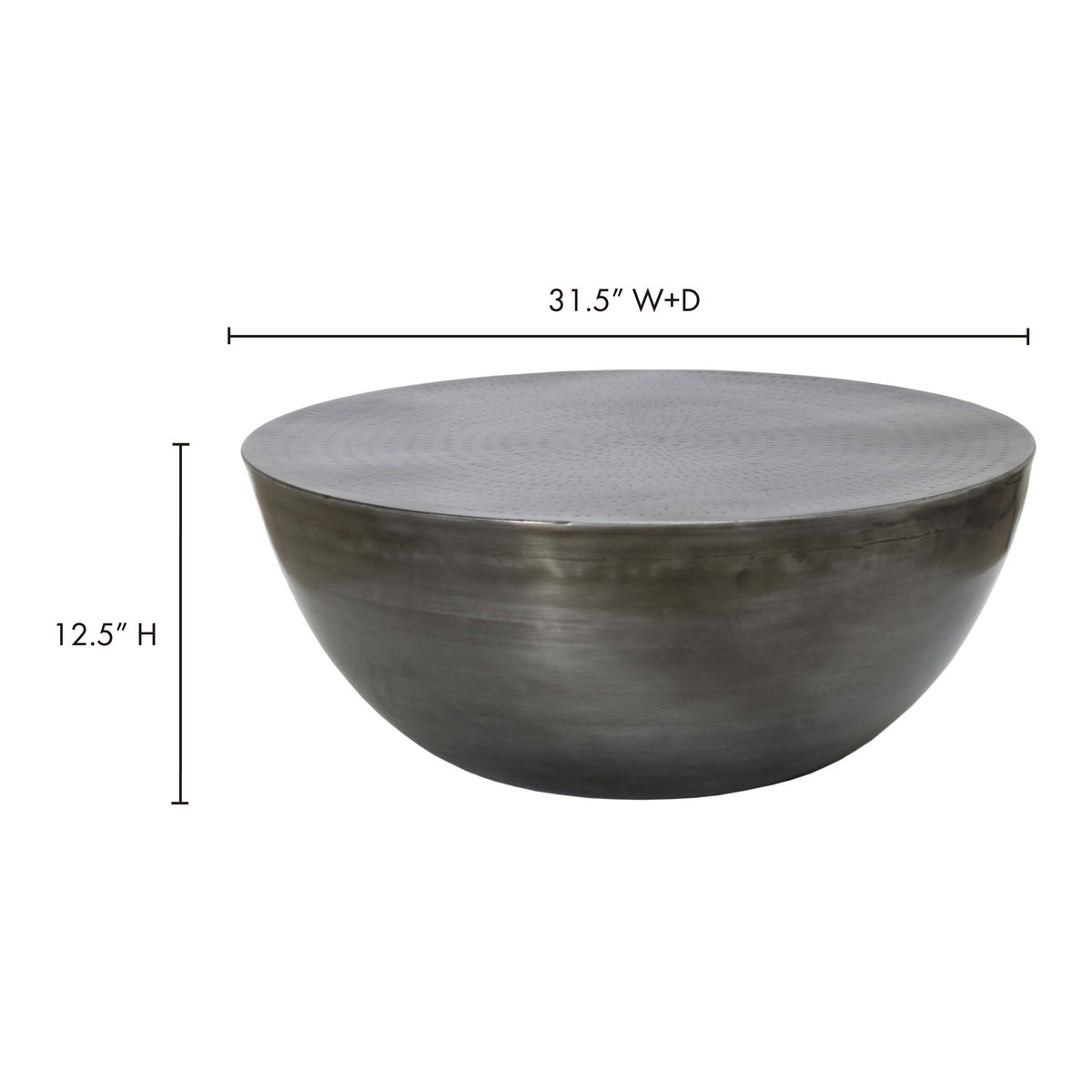 Conga Coffee Table Antique Zinc, by Moe's Home, 31.25" width x 12.25" height x 31.25" depth View 6