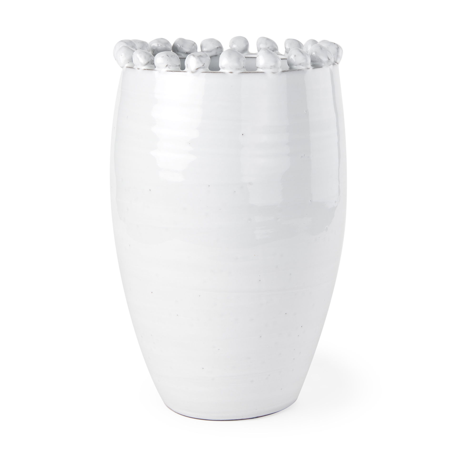 Basin Large Off-White Glazed Vase, by Mercana, 8.46" length x 8.46" width x 13.58" height View 1