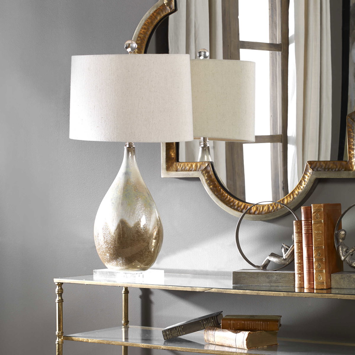 Flavian Glazed Ceramic Lamp, by Uttermost, 1'6" width x 2'6.25" height x 1'6" depth View 5