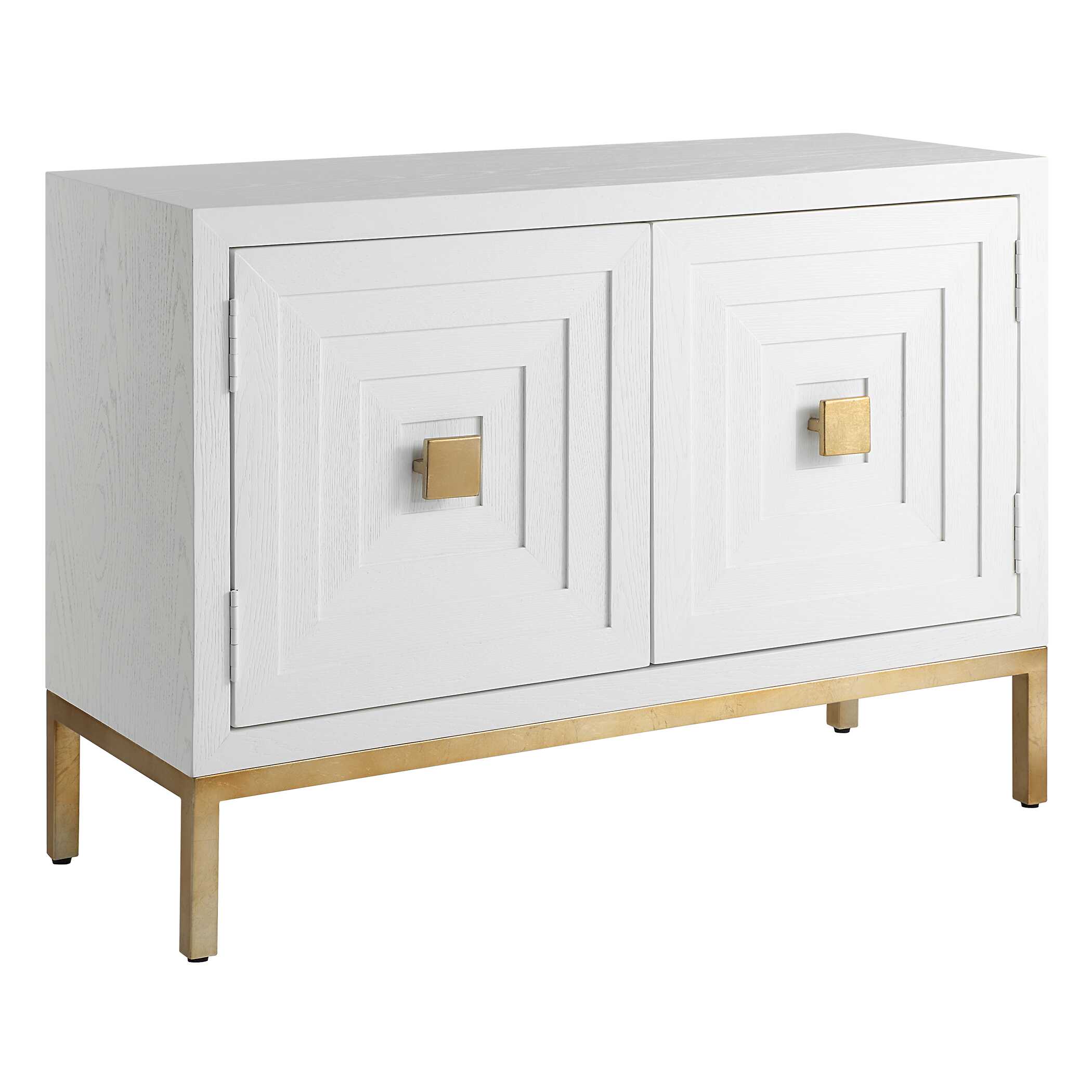 Aiken White 2 Door Cabinet, Furniture by Uttermost, 43.25" width x 31.12" height x 16" depth View 5
