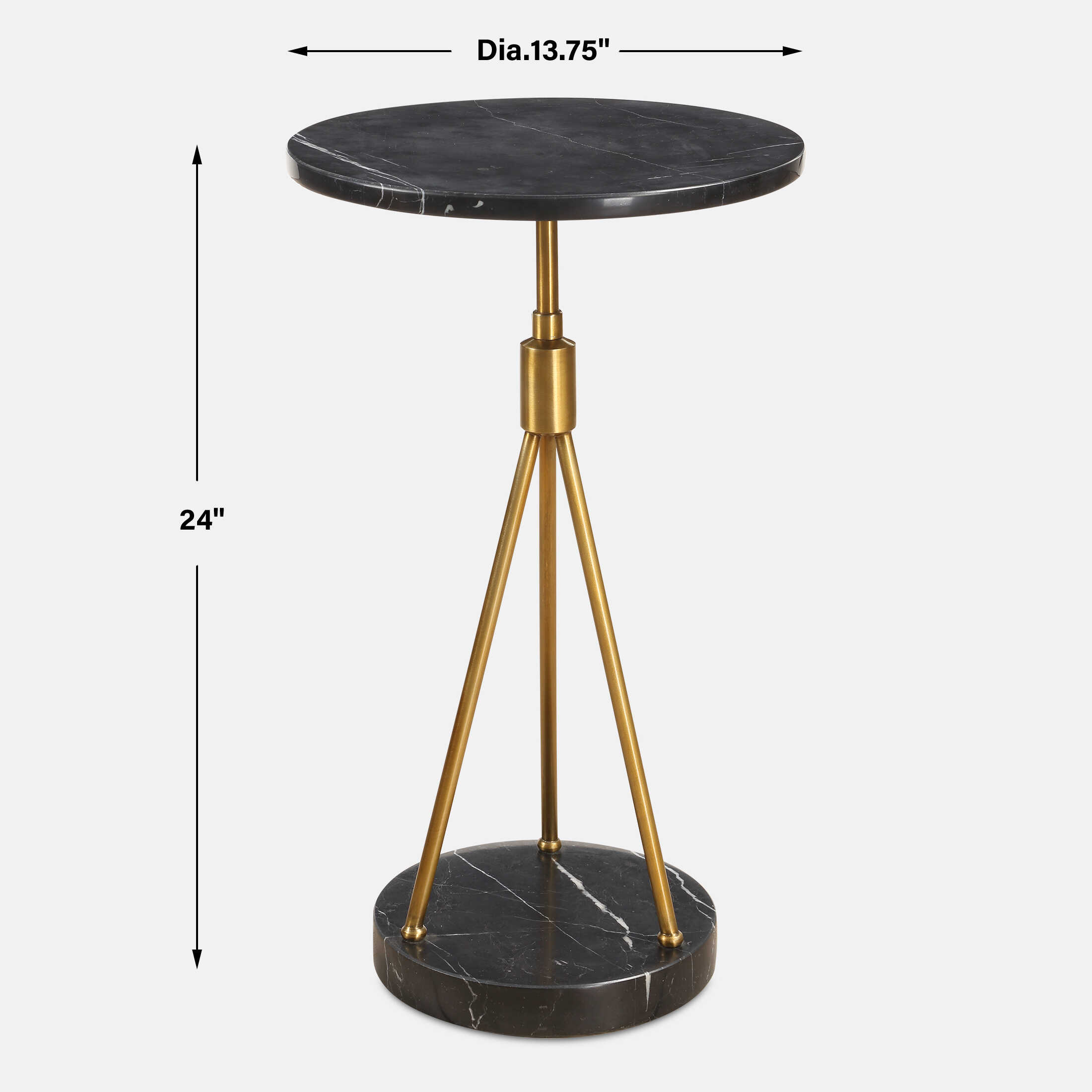 Rosston Black Marble Accent Table, Furniture by Uttermost, 13.75" width x 24" height x 13.75" depth View 3