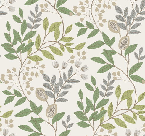 Eden Retreat Beige & Green  Wallpaper