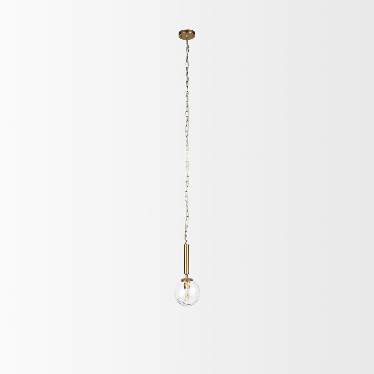 Britton Gold Metal with Clear Glass Globe 1-Light Pendant Light, by Mercana, 5.91" length x 5.91" width x 13.78" height View 3