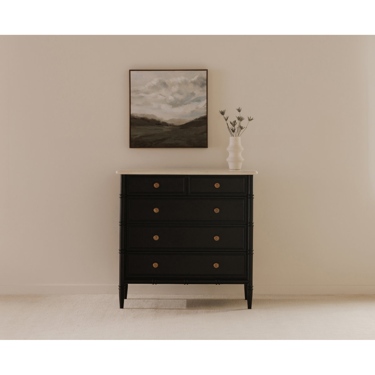 Eleanor 5 Drawer Chest Black, Dresser by Moe's Home, 40" width x 39.5" height x 20" depth View 12