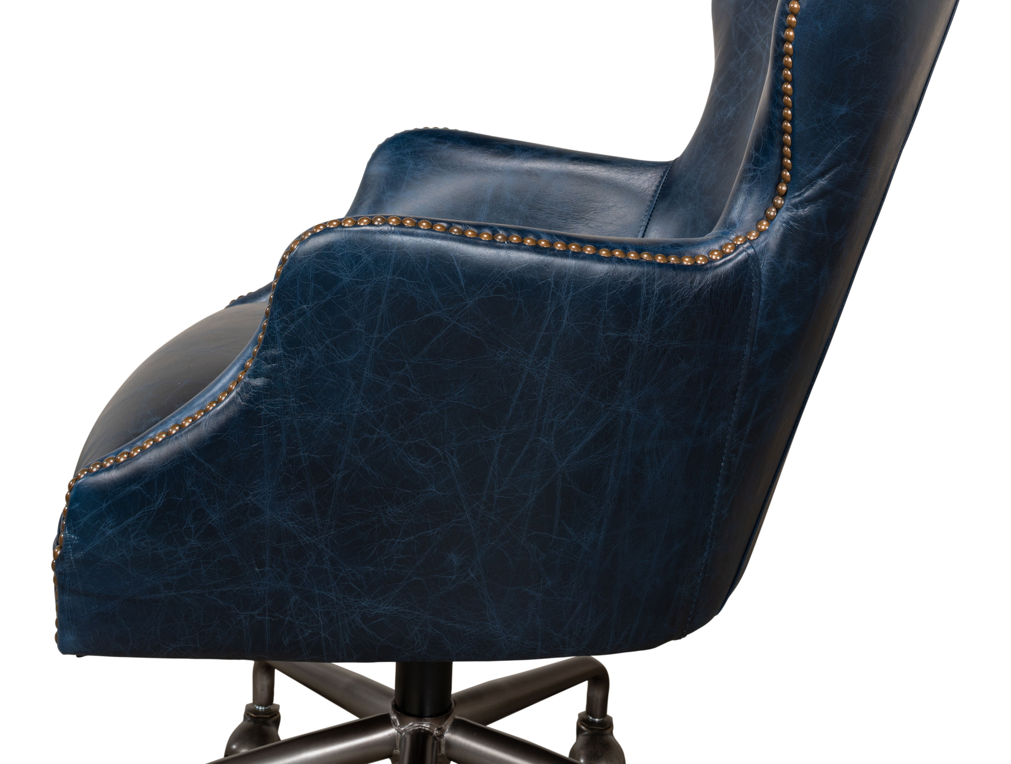Andrew Jackson Desk Chair, Chateau Blue, Seating by Sarreid, 25" length x 29" width x 35" height View 6