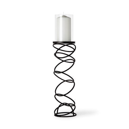 Omega III Large Black Metal Stacked Ring Table Candle Holder
