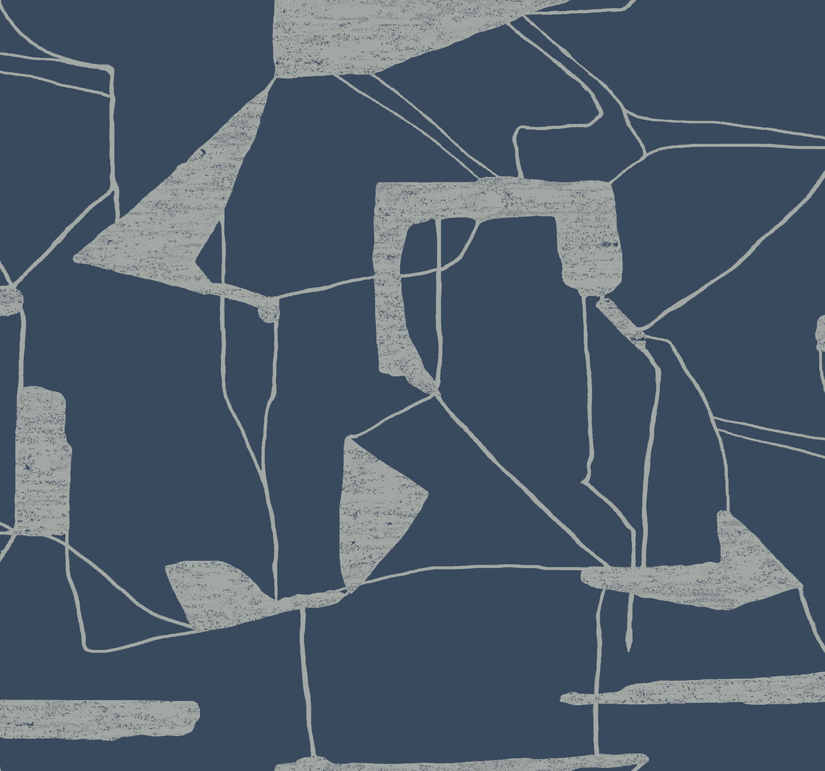 Abstract Geo Navy & Silver Wallpaper, by York Wall, 26'10.8" length x 2'3" width x 0.02" depth