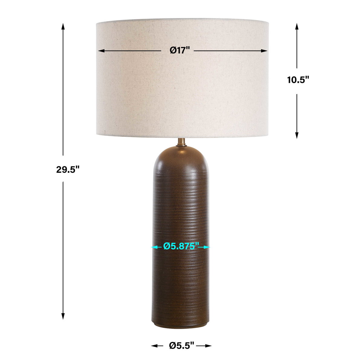 Trexler Brown Table Lamp, by Uttermost, 17" width x 29.5" height x 17" depth View 3