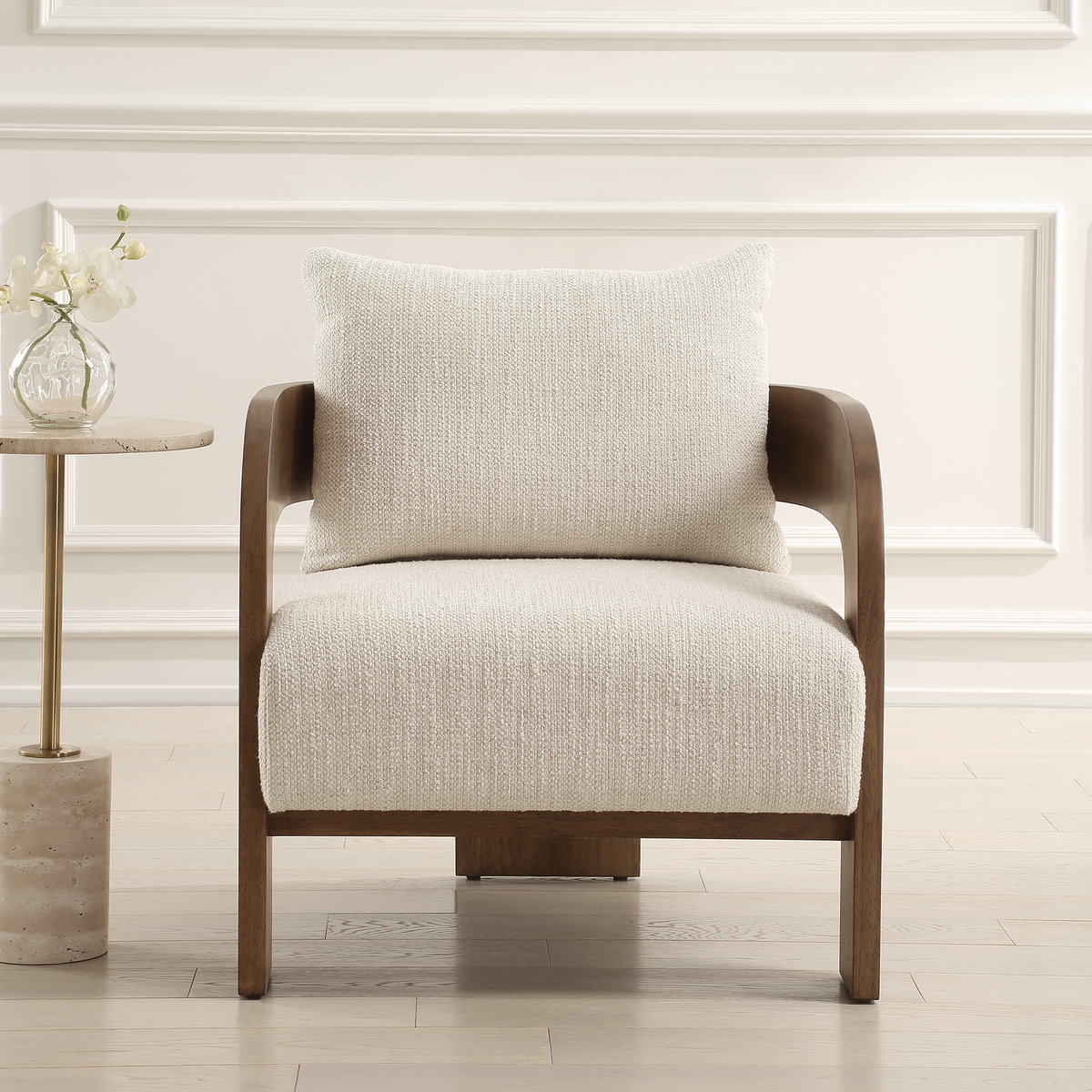 Rowan Ivory Accent Chair, by Uttermost, 27" width x 31" height x 30" depth View 2