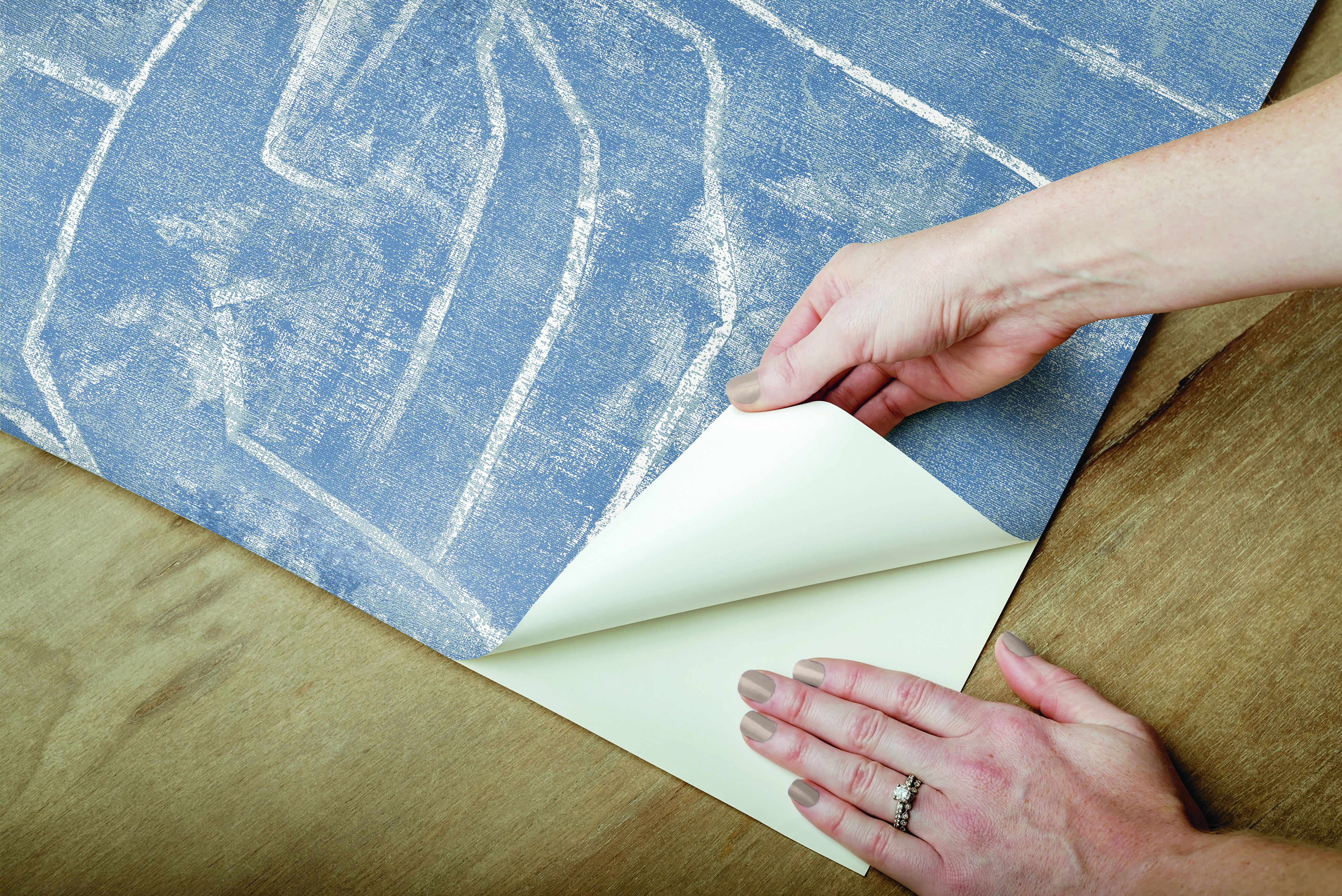 Urban Chalk Blue Peel & Stick Wallpaper large image 