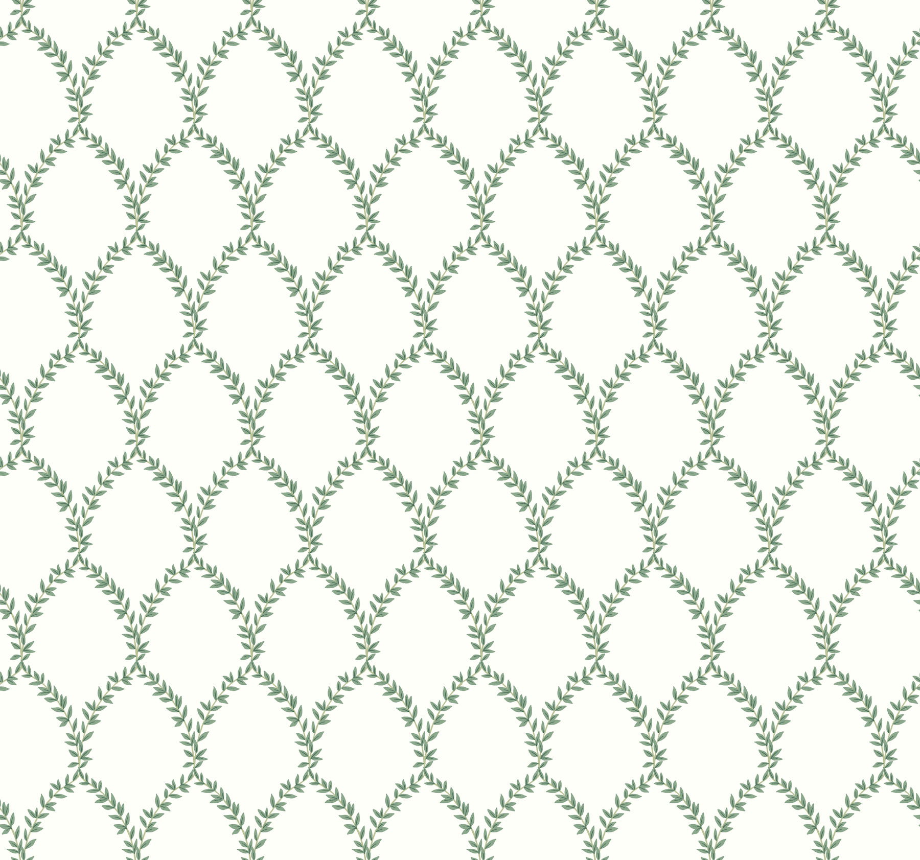 Laurel Green & White Wallpaper large image 