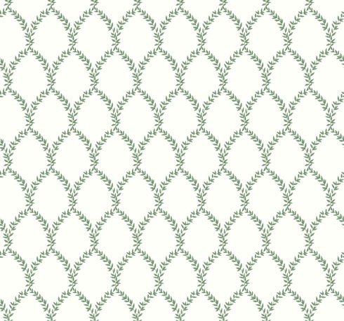 Laurel Green & White Wallpaper