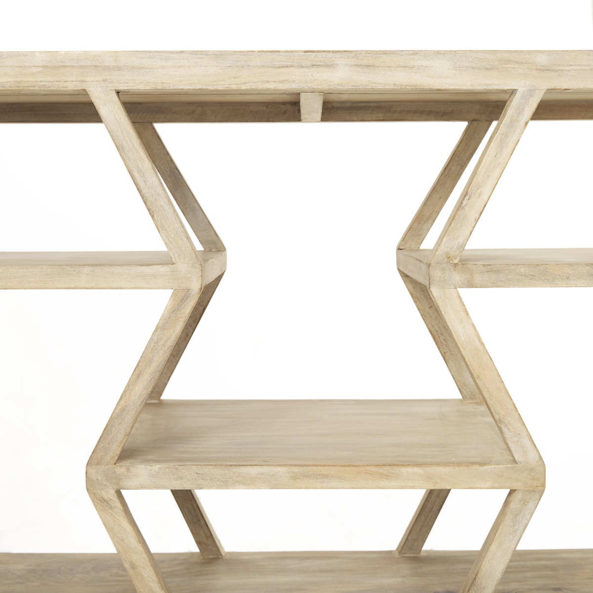 Dayton II 66L x 16W Natural Wooden Multi-Level Shelf Console Table, by Mercana, 66" length x 16" width x 32" height View 7