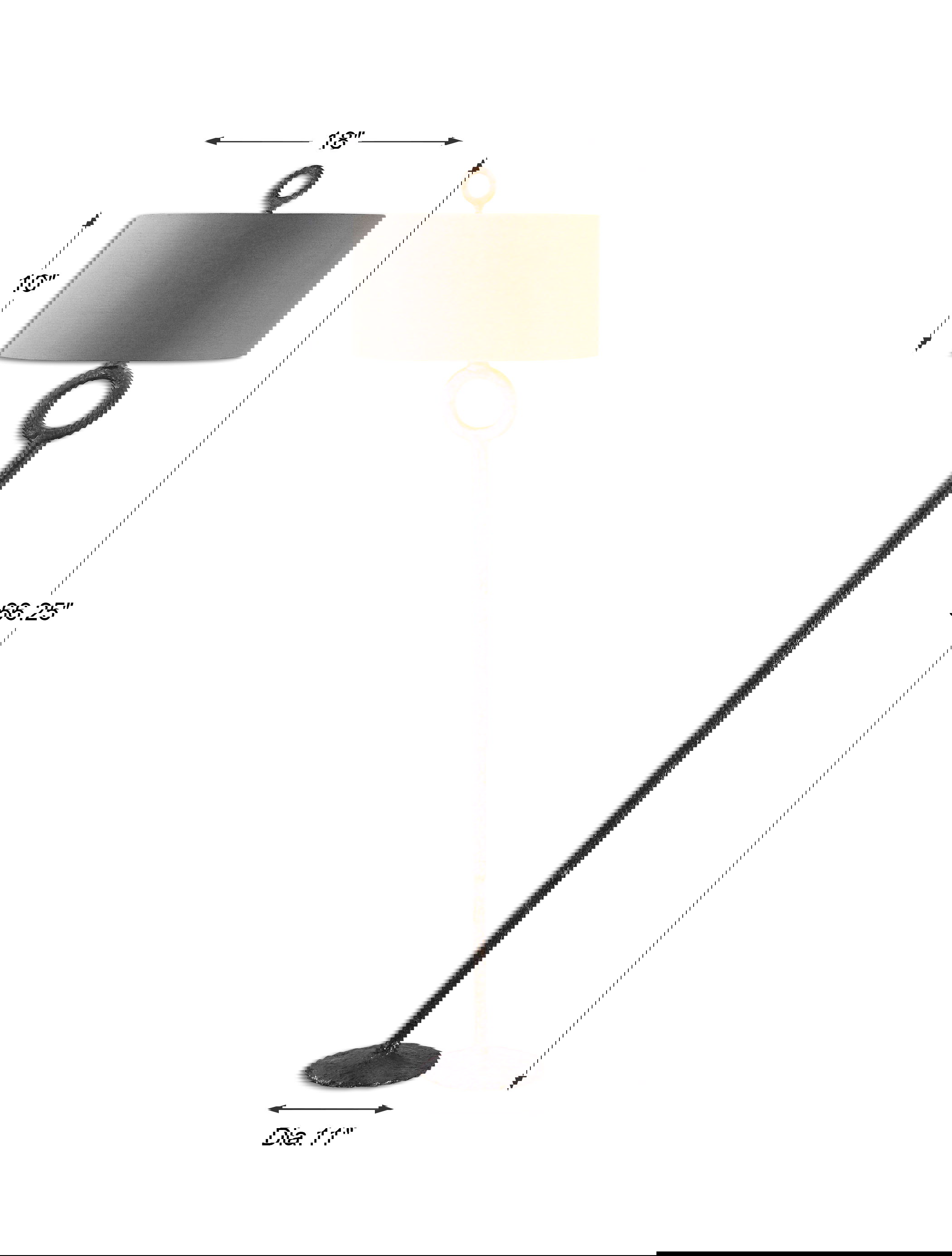 Ferro Cast Iron Floor Lamp, by Uttermost, 18" width x 66.25" height x 18" depth View 3