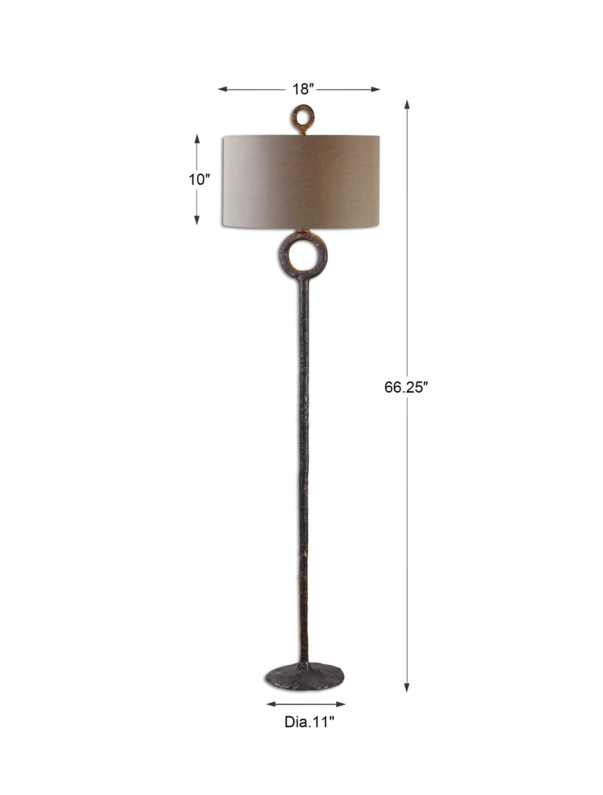 Ferro Cast Iron Floor Lamp, by Uttermost, 18" width x 66.25" height x 18" depth View 3