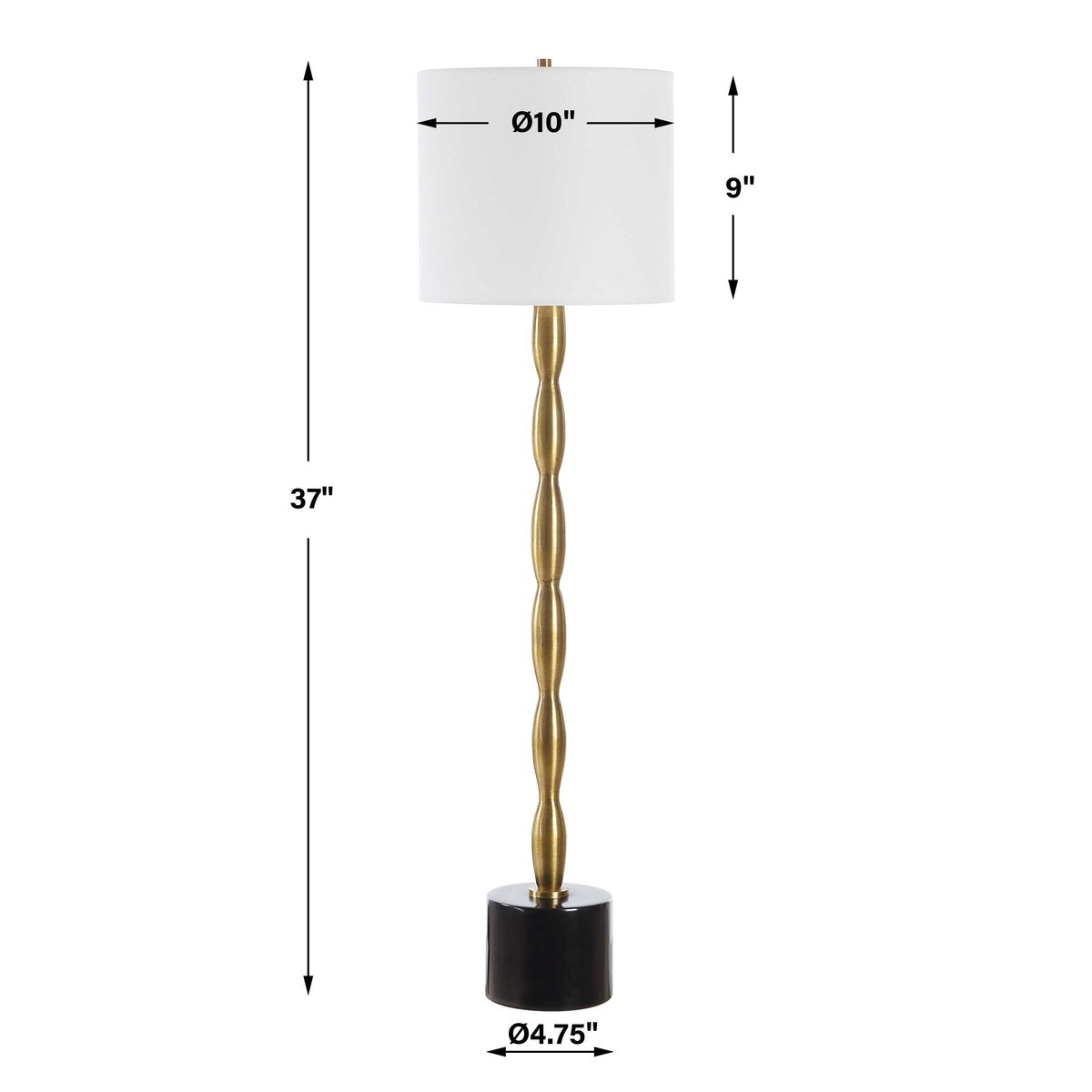 Ezra Brass Buffet Lamp, Table Lamp by Uttermost, 9" width x 37" height x 9" depth View 3