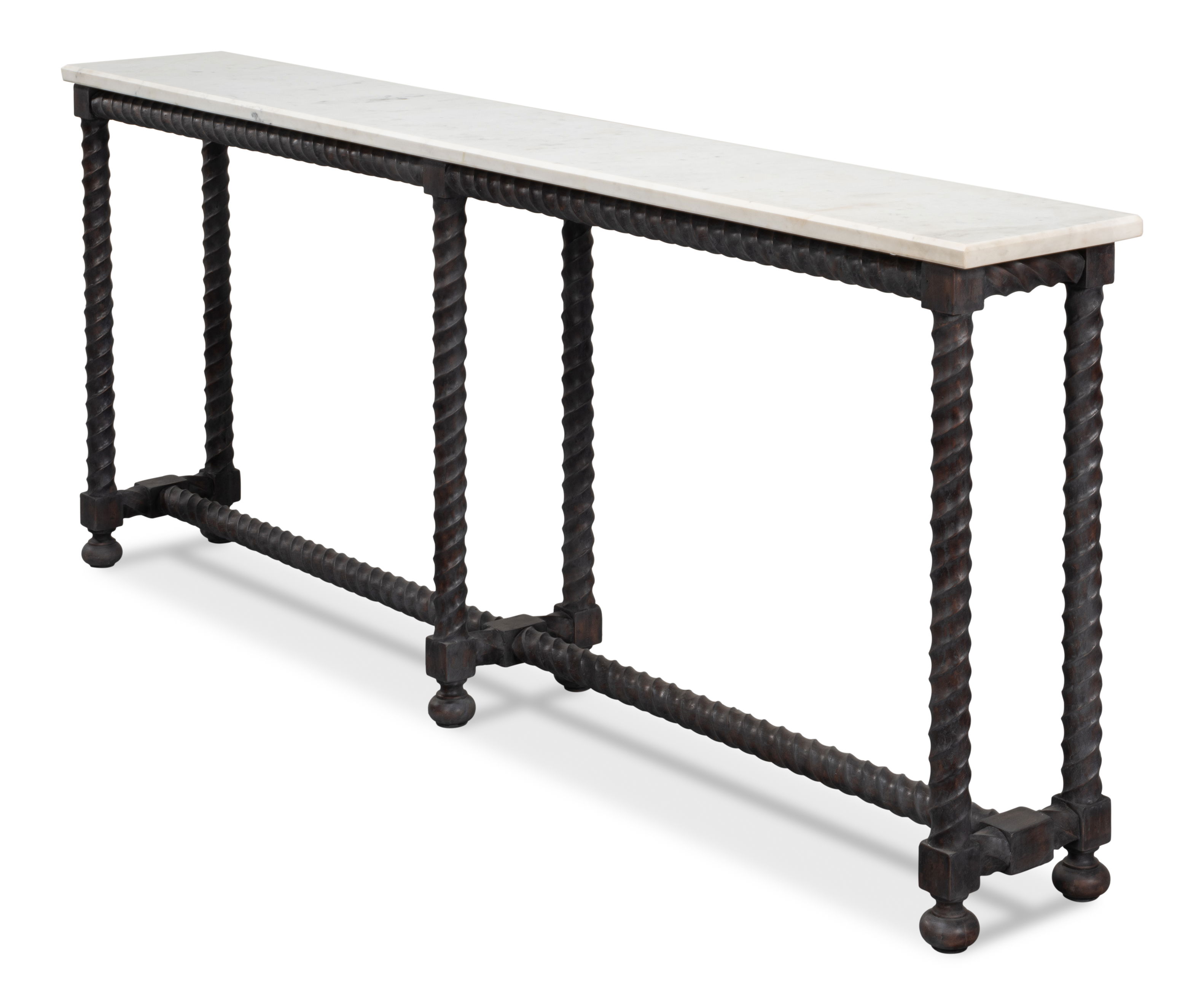 Barley Console Table, by Sarreid, 80" length x 14" width x 32" height View 9