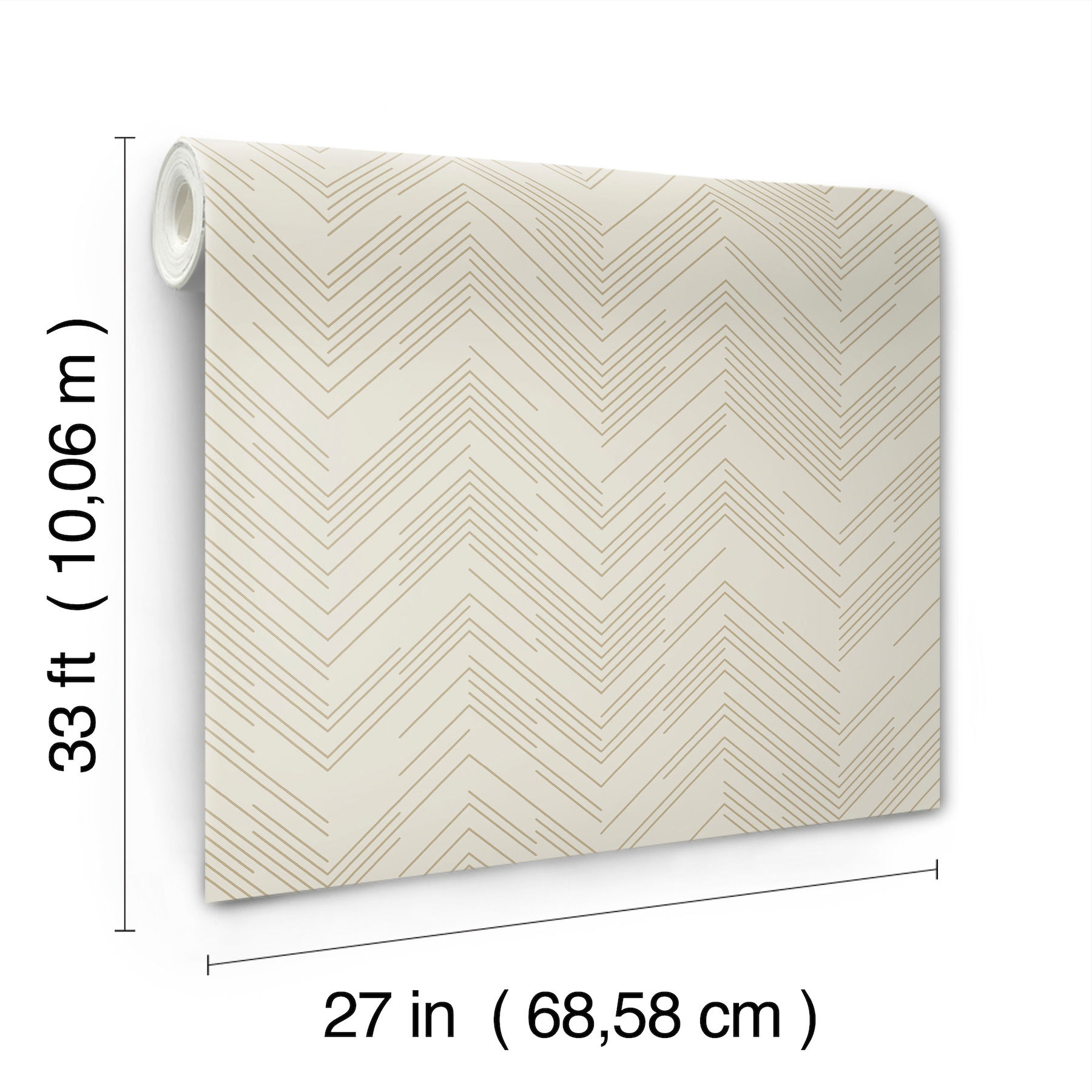 Polished Chevron Cream & Gold Wallpaper large image 