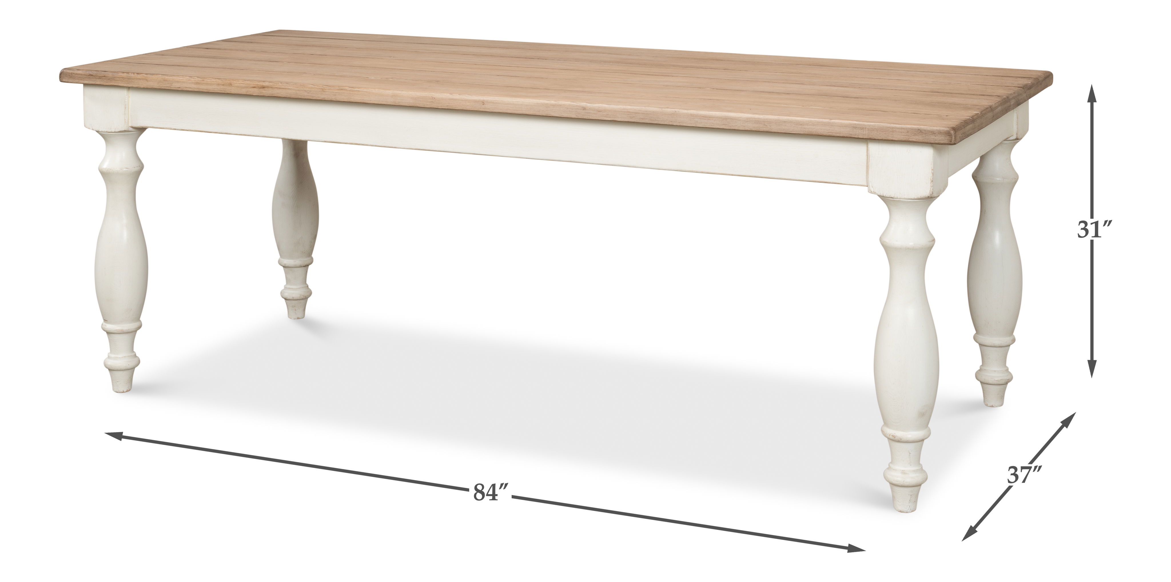Brie Dining Table, Ant.White/Natural Top large image 
