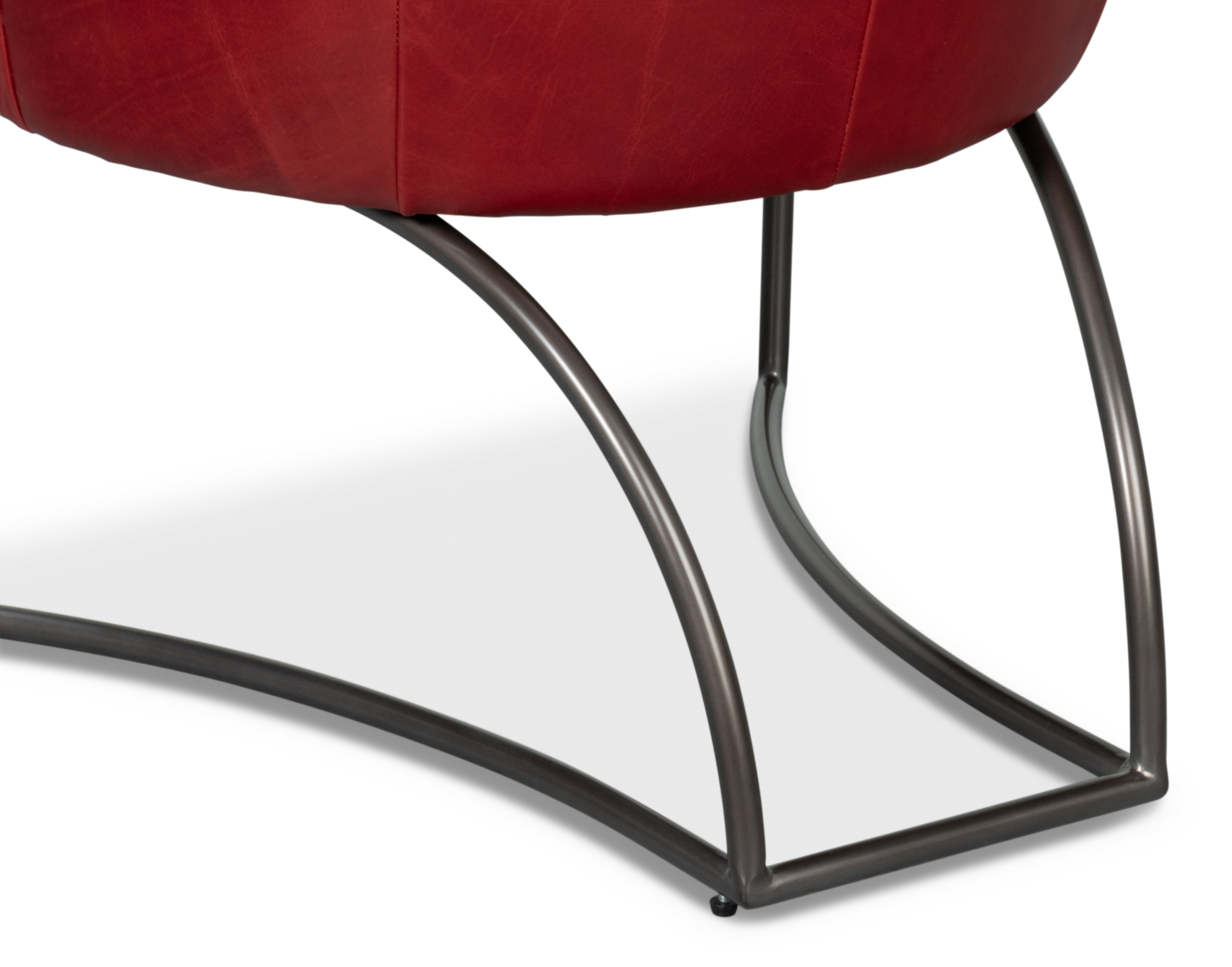 Nagel Distilled Leather Chair,New Rouge, Seating by Sarreid, 30" length x 33" width x 2" height View 4
