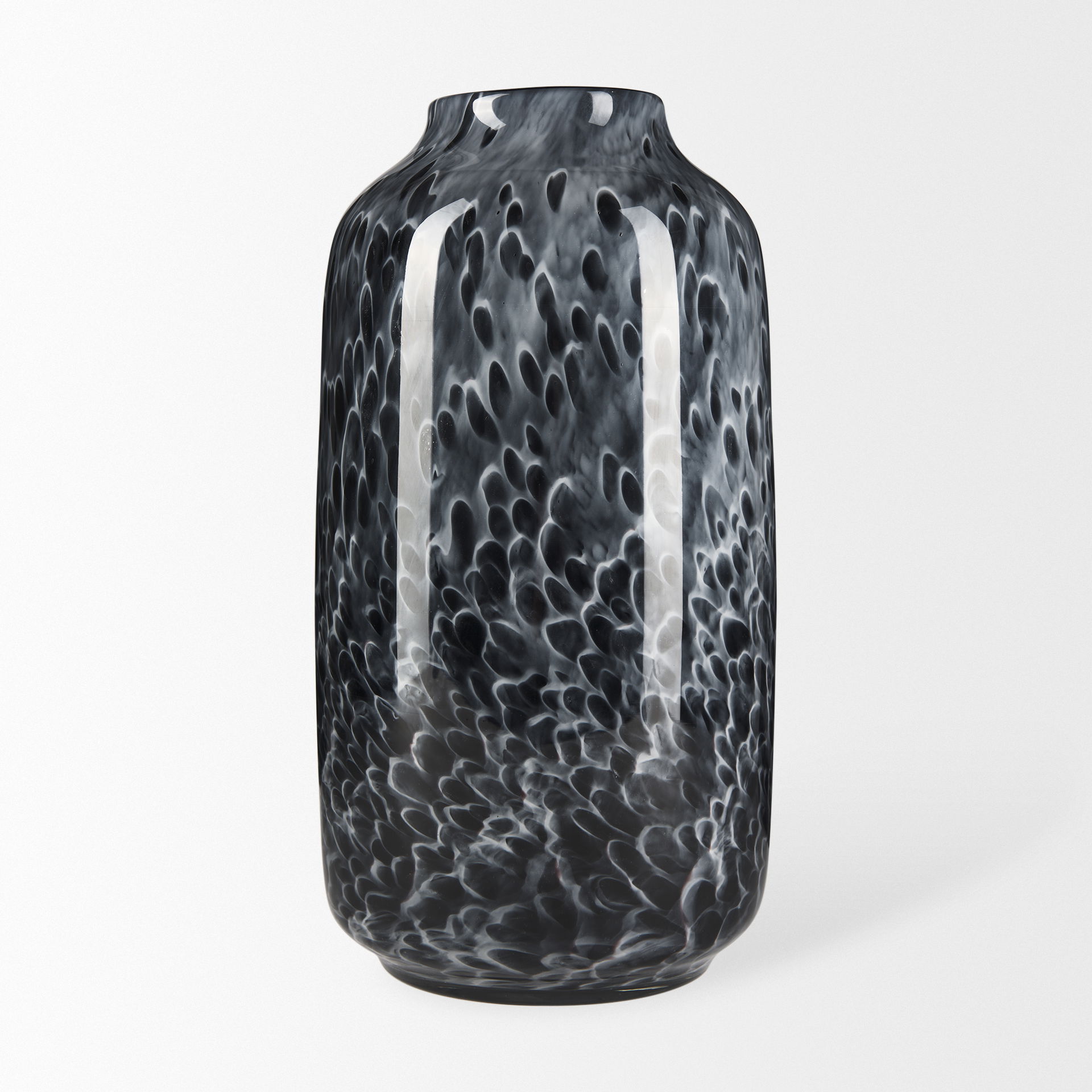 Masai Large Black Mottled Glass Vase, by Mercana, 7.91" length x 7.91" width x 14.96" height View 5