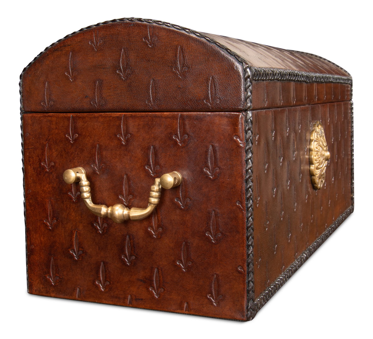 Baron's Leather Box  Oxblood, by Sarreid, 8" length x 1'8" width x 9" height View 7