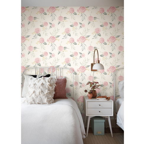 Watercolor Roses Pink Wallpaper